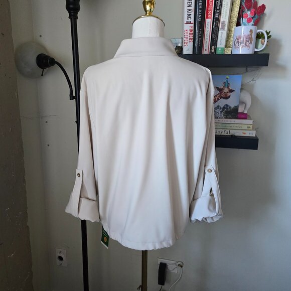 Halara Silky Lightweight Cream Colored Jacket with Roll Tab Long Sleeves NWT - Picture 12 of 16